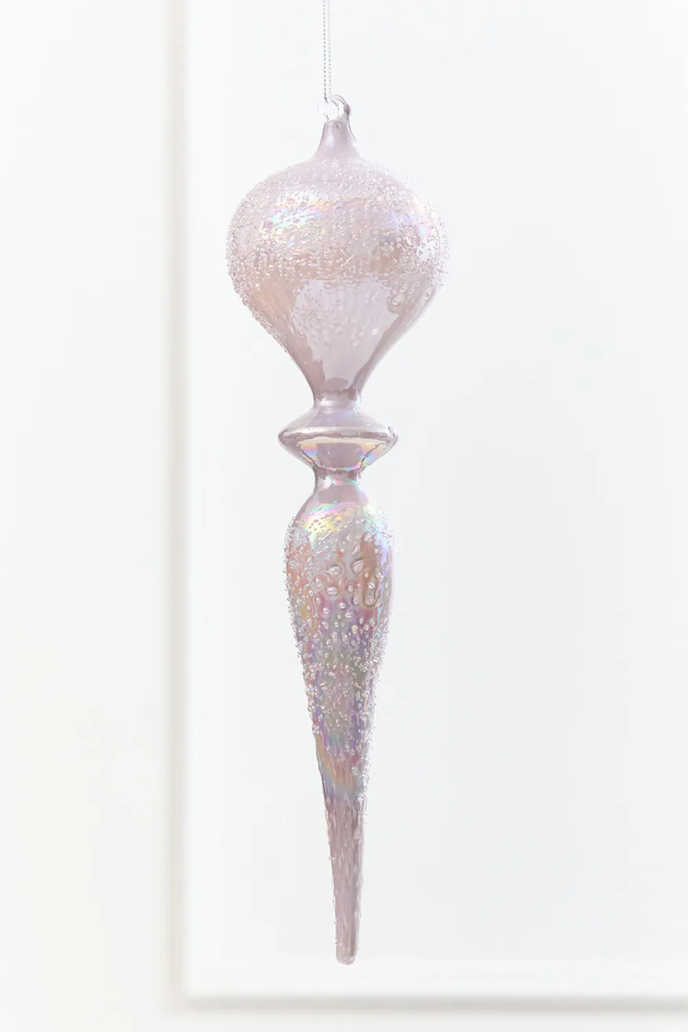 Decorator's Warehouse 12" - 13" Iridescent Glitter Finial Glass Ornament > Christmas Decor|Natural Elegance