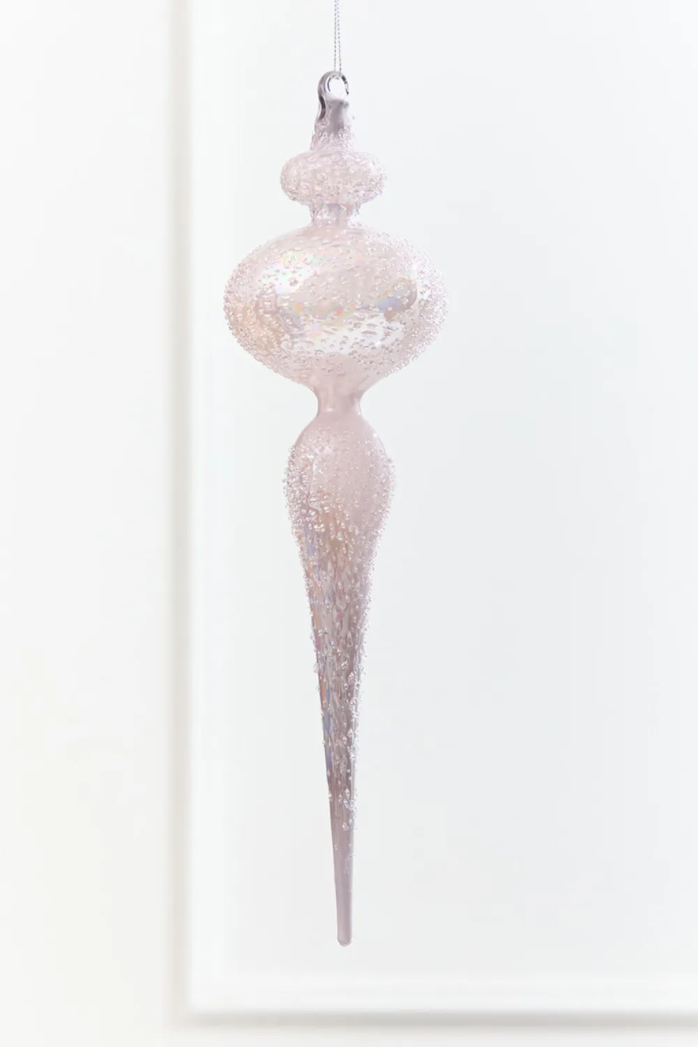 Decorator's Warehouse 12" - 13" Iridescent Glitter Finial Glass Ornament > Christmas Decor|Natural Elegance