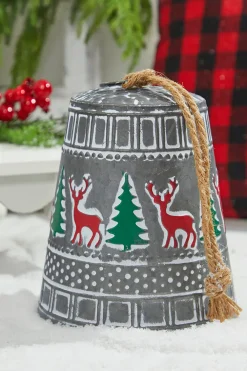 Decorator's Warehouse 8” Iron Pressed Bell with Deer & Tree Detail > Christmas Decor|Believe