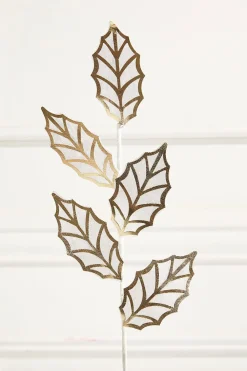 Decorator's Warehouse 20" Ivory & Gold Metallic Leaf Spray > Christmas Sale|Christmas Sprays