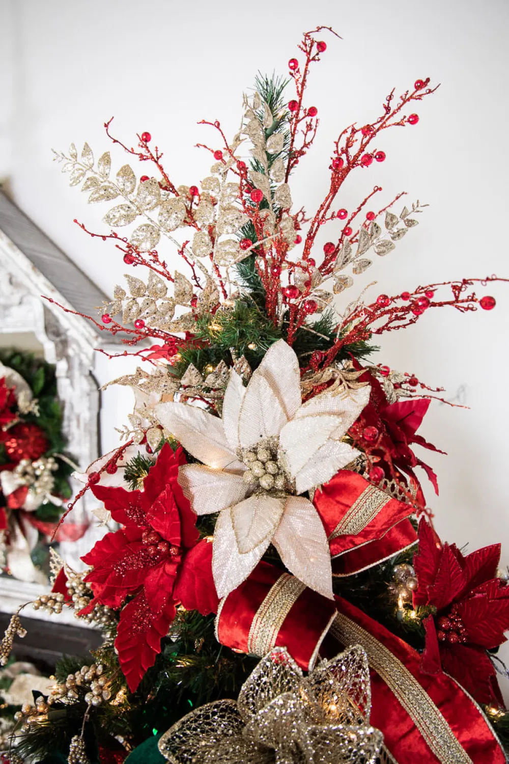 Decorator's Warehouse 42” Jeweled Bead Branch Spray - Red > Nutcracker|Christmas Sprays