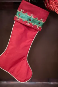 Decorator's Warehouse 25” Jeweled Trim Velvet Stocking > Christmas Textiles|Nutcracker