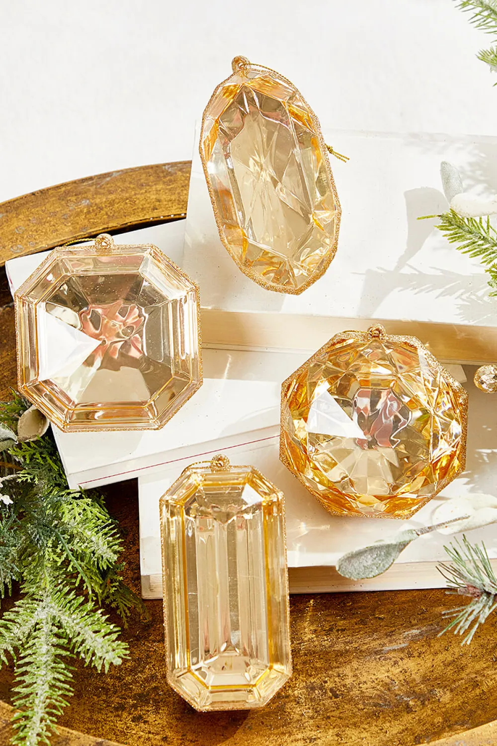 Decorator's Warehouse 4"-5" Jewel Ornament - Champagne > Jewels|Christmas Decor