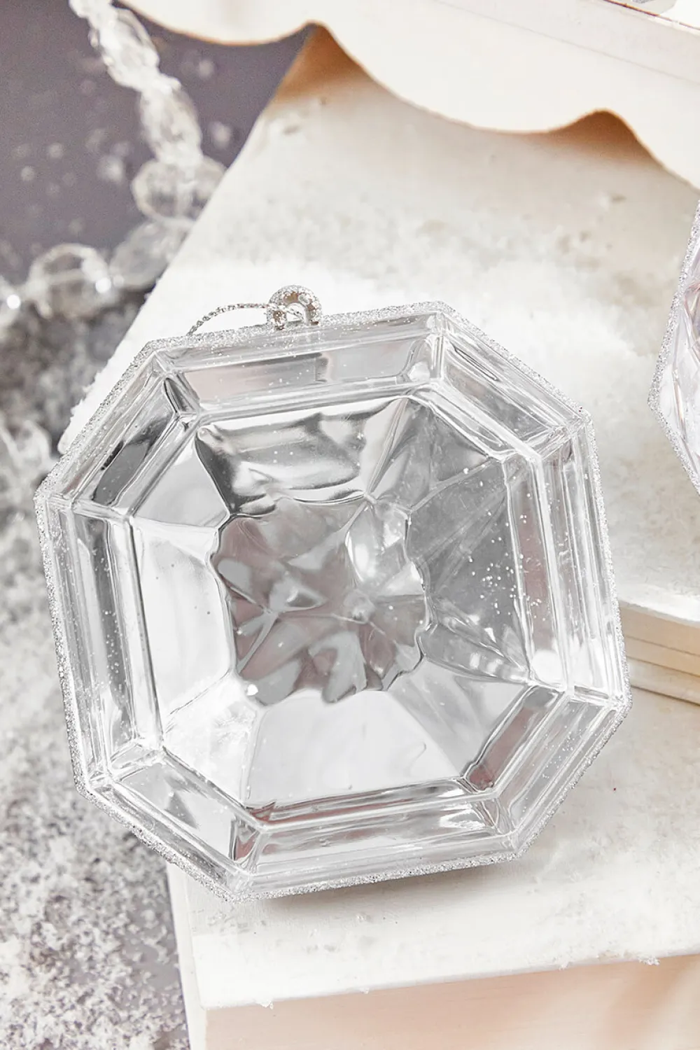 Decorator's Warehouse 4"-5" Jewel Ornament - Silver > White Christmas|Jewels