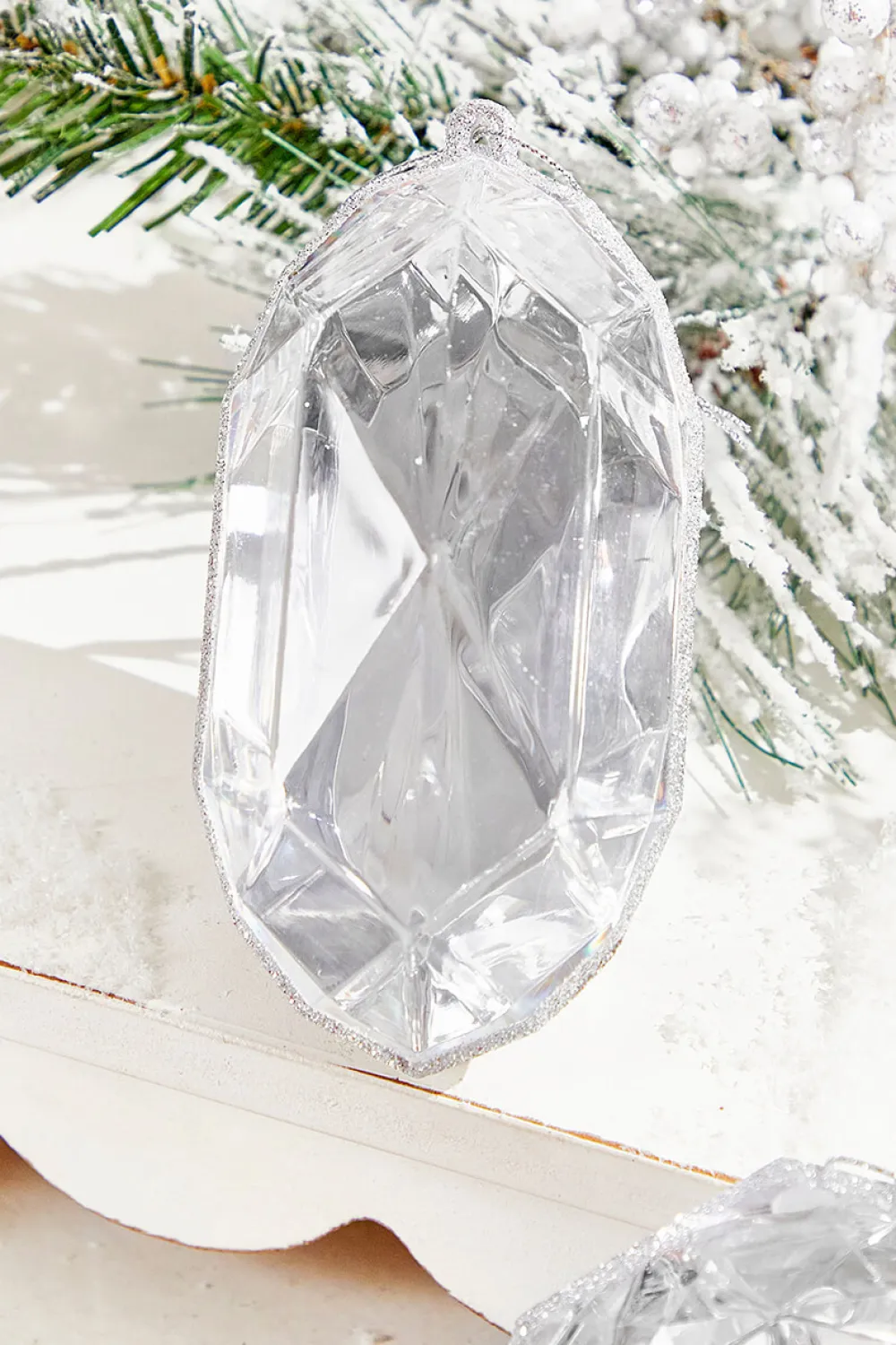 Decorator's Warehouse 4"-5" Jewel Ornament - Silver > White Christmas|Jewels