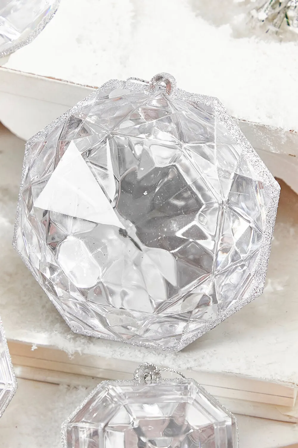 Decorator's Warehouse 4"-5" Jewel Ornament - Silver > White Christmas|Jewels