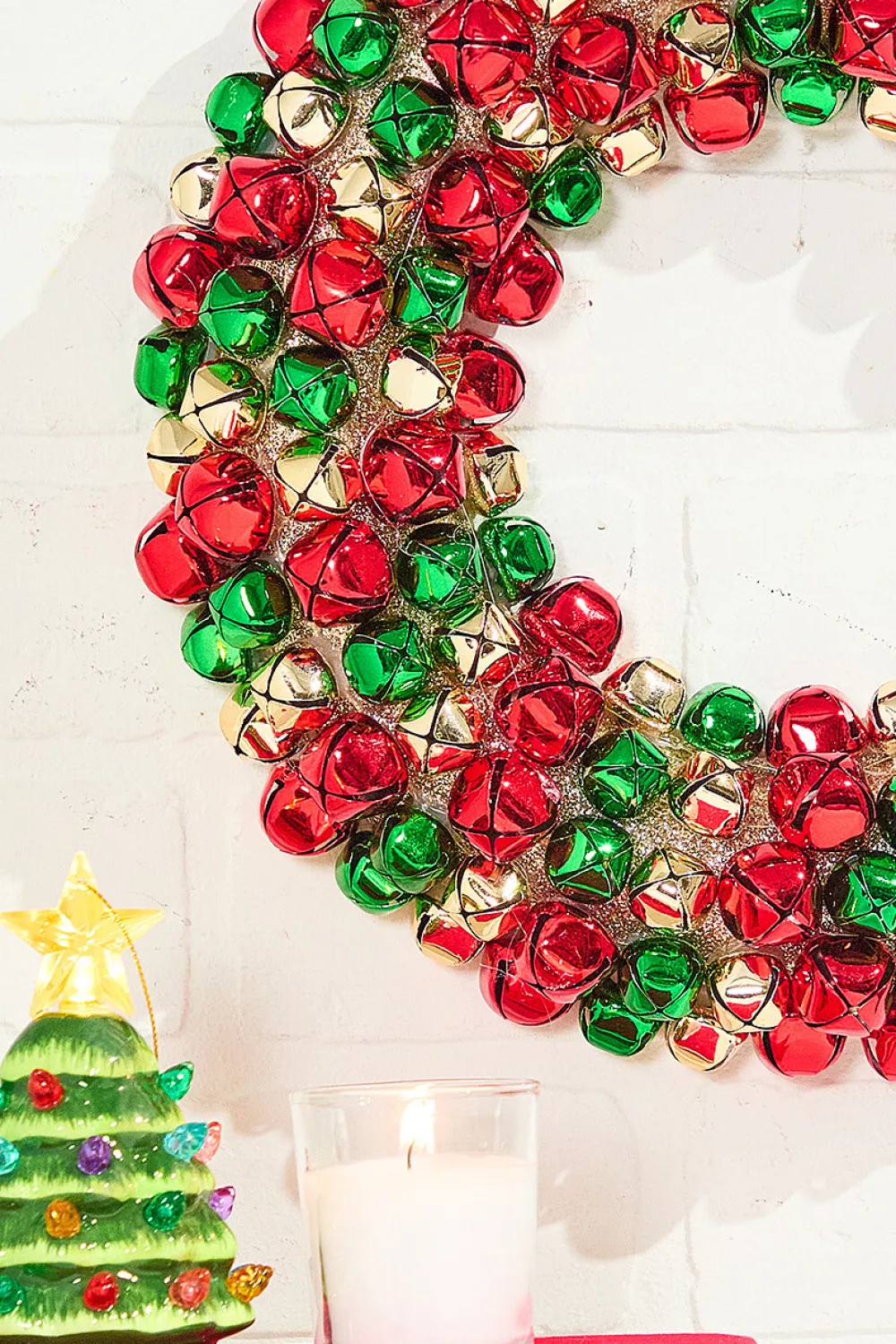 Decorator's Warehouse 12" Jingle Bell Wreath with Ribbon - Multi > Retro Brites|Christmas Sale