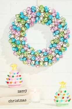 Decorator's Warehouse 12" Jingle Bell Wreath with Ribbon - Pastel > Christmas Decor|Santa'S Sweet Shoppe