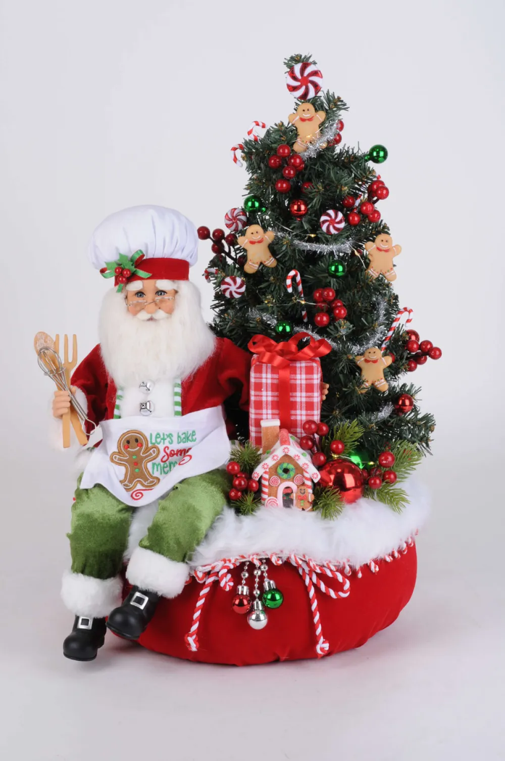 Decorator's Warehouse Karen Didion Lighted Gingerbread Santa Bag > Santas & Angels|Karen Didion