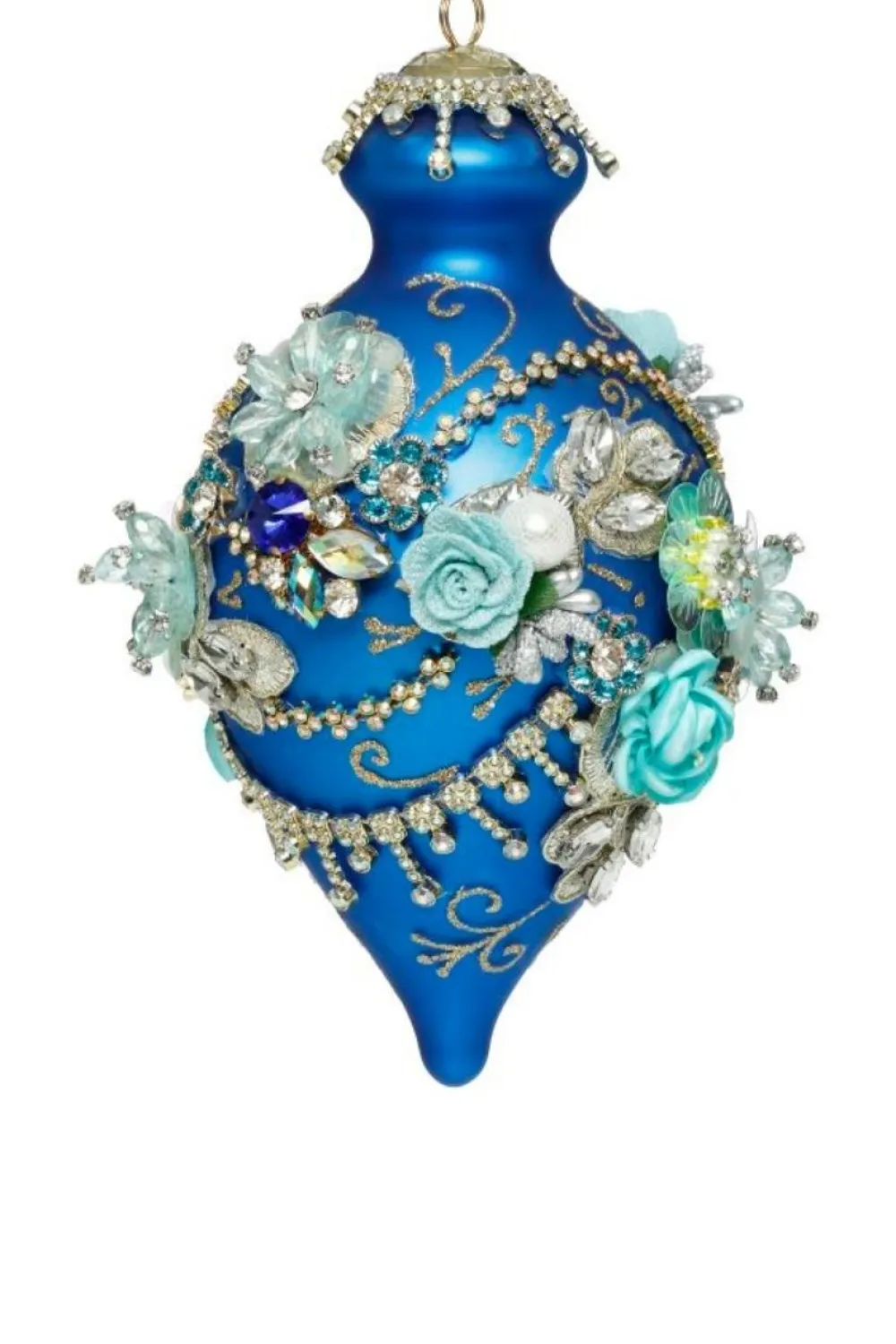Decorator's Warehouse 9" Kings Jewel Fancy Finial Ornament, Blue - Mark Roberts > Mark Roberts
