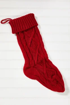 Decorator's Warehouse Knitted Christmas Stockings - Red > Christmas Decor|Christmas Textiles