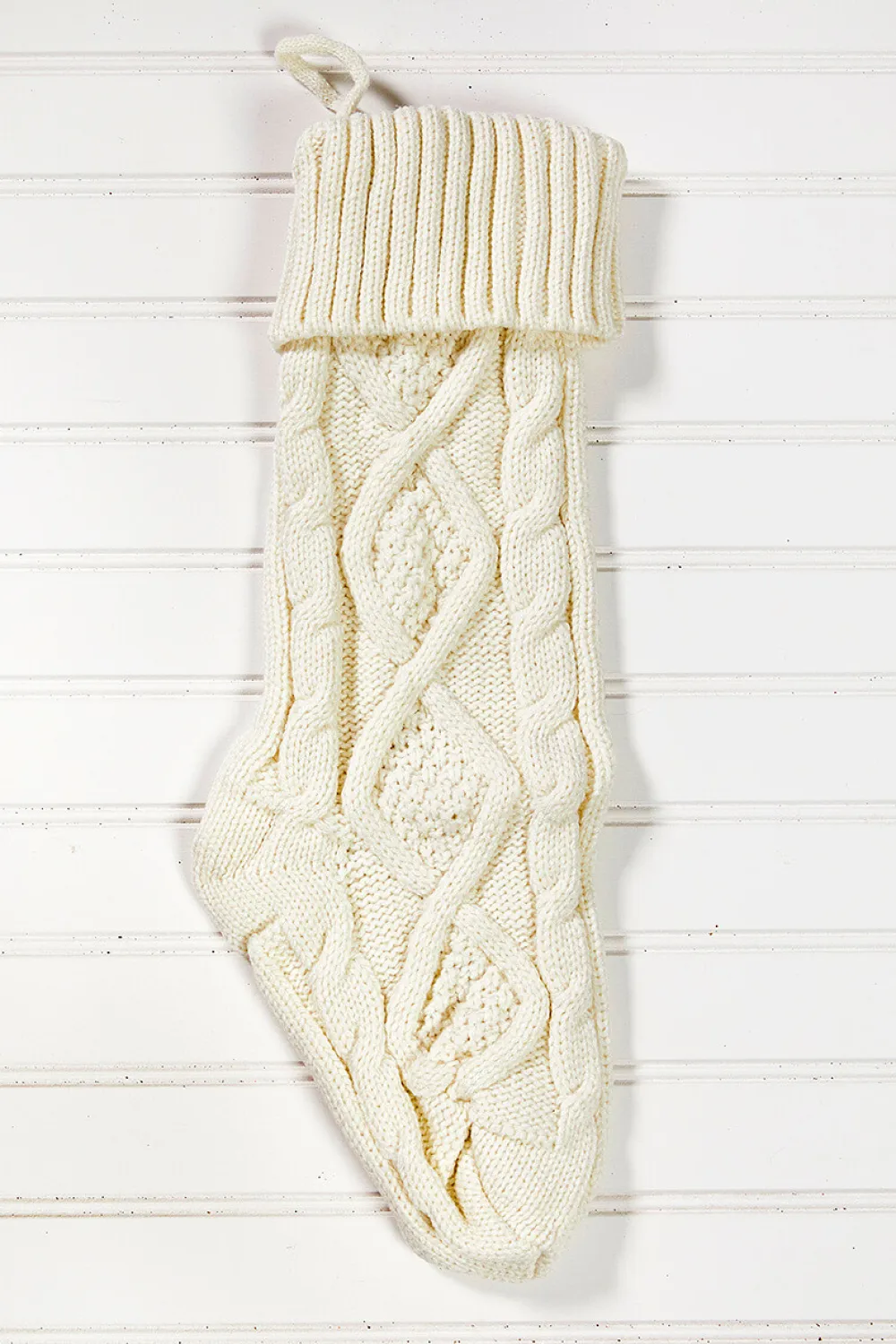 Decorator's Warehouse Knitted Christmas Stockings - Ivory > Christmas Decor|Christmas Textiles