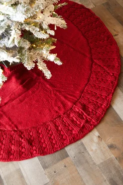 Decorator's Warehouse Knitted Tree Skirt - Red > Christmas Decor|Christmas Textiles