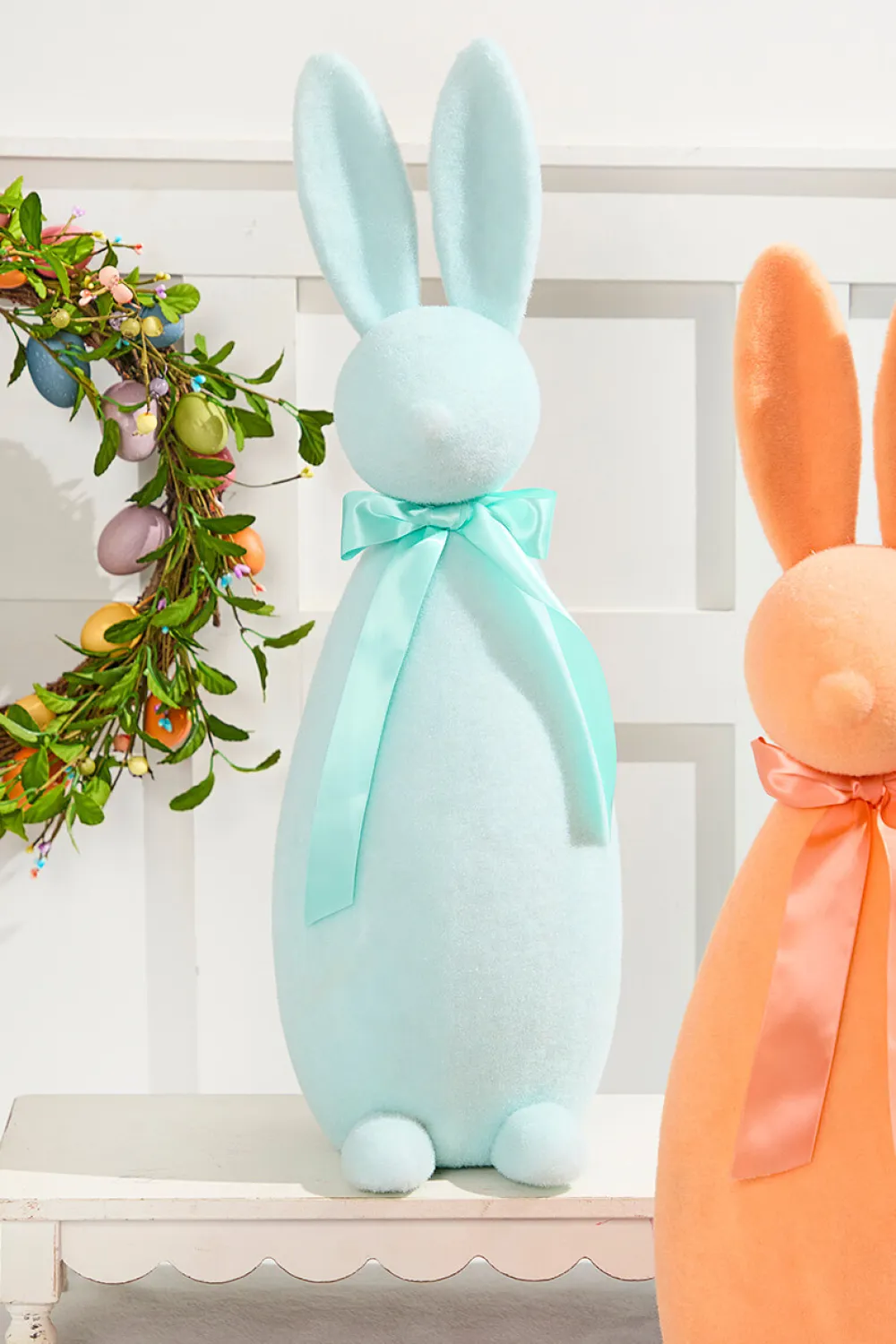 Decorator's Warehouse 26" Large Flocked Easter Bunnies > Easter Table Decor|Easter Decor