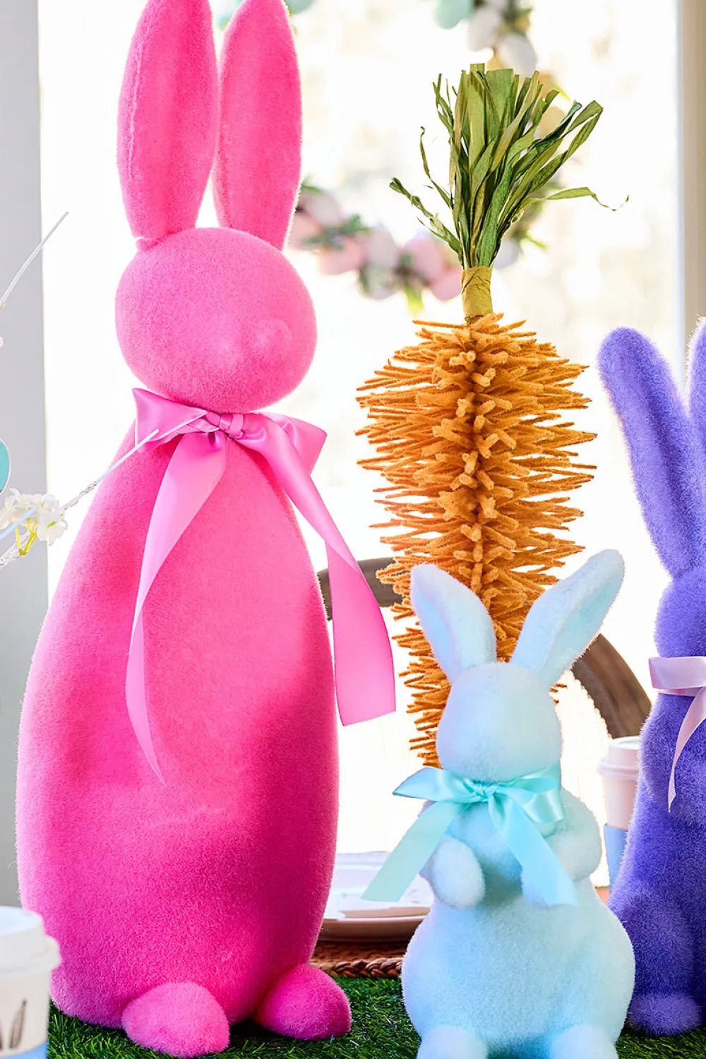 Decorator's Warehouse 26" Large Flocked Easter Bunnies > Easter Table Decor|Easter Decor