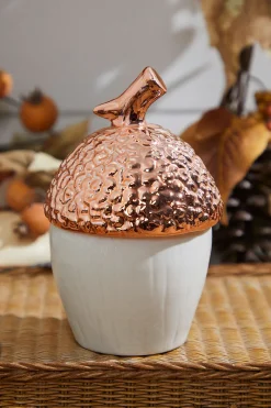 Decorator's Warehouse Large Top Ceramic Metallic Acorn Container > Fall Decor|Fall Decor
