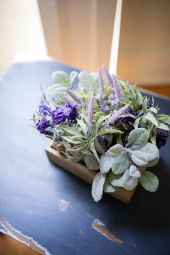 Decorator's Warehouse 9” Lavender & Lamb’s Ear In Burlap with Crate - Set of 6 > Easter Table Decor|Easter Decor
