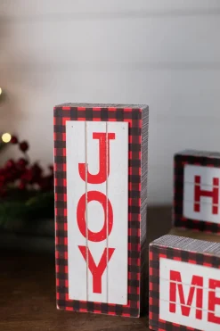 Decorator's Warehouse 9.4” L Buffalo Check Wood Holiday Sign > Farmhouse|Christmas Decor