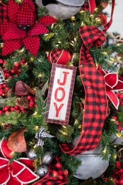 Decorator's Warehouse 9.4” L Buffalo Check Wood Holiday Sign > Farmhouse|Christmas Decor