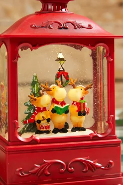 Decorator's Warehouse 9.5"LED Battery/USB Reindeer Band Water Globe with timer > Water Globes|Farmhouse
