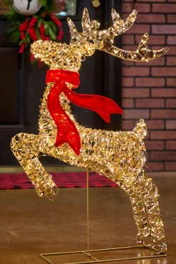 Decorator's Warehouse 3.3' LED Prancing Reindeer with Red Bow - 720L > Outdoor Decor|Outdoor Decor