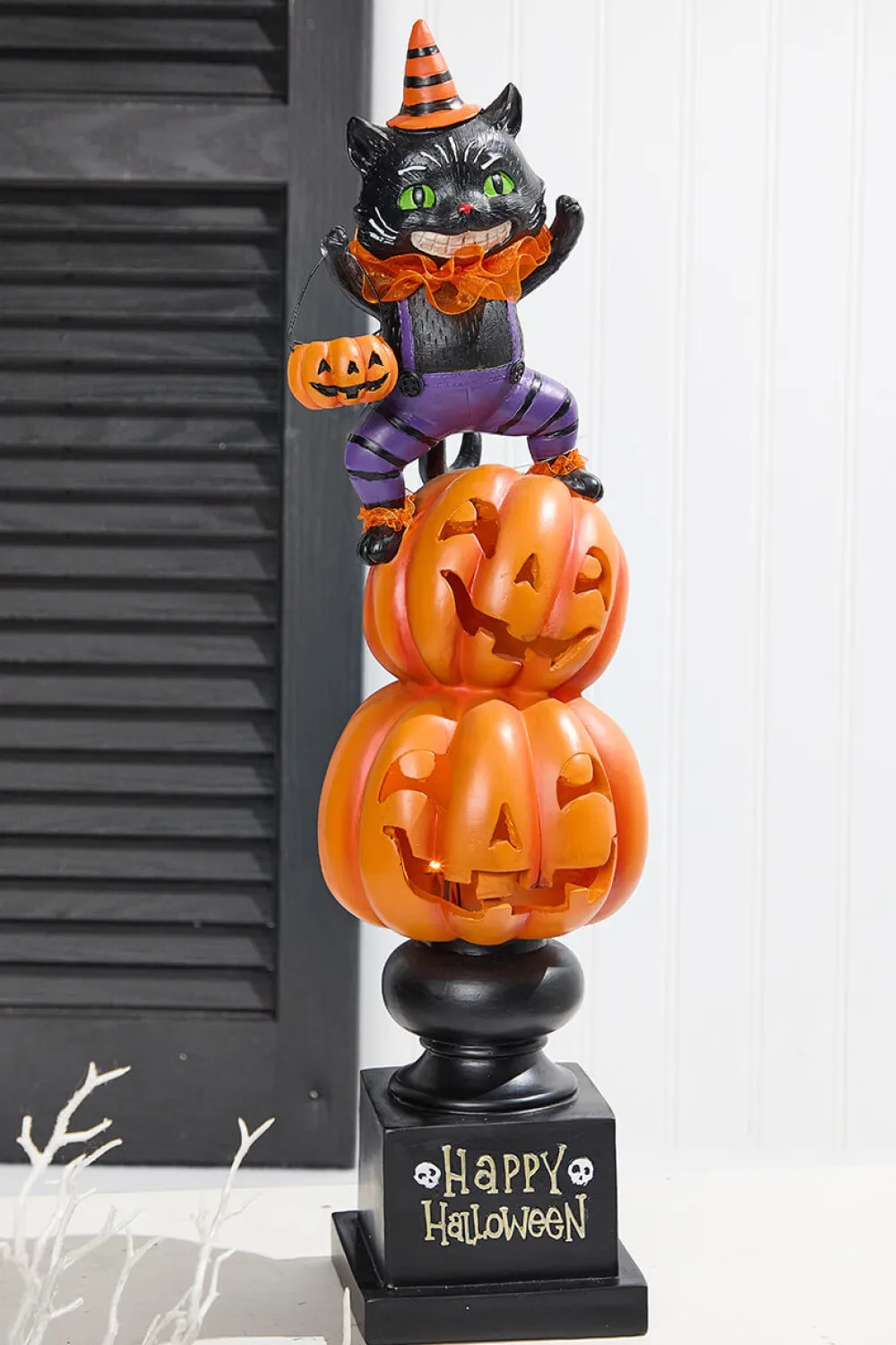 Decorator's Warehouse 21" LED Resin Pumpkin and Cat Stack > Halloween|Halloween