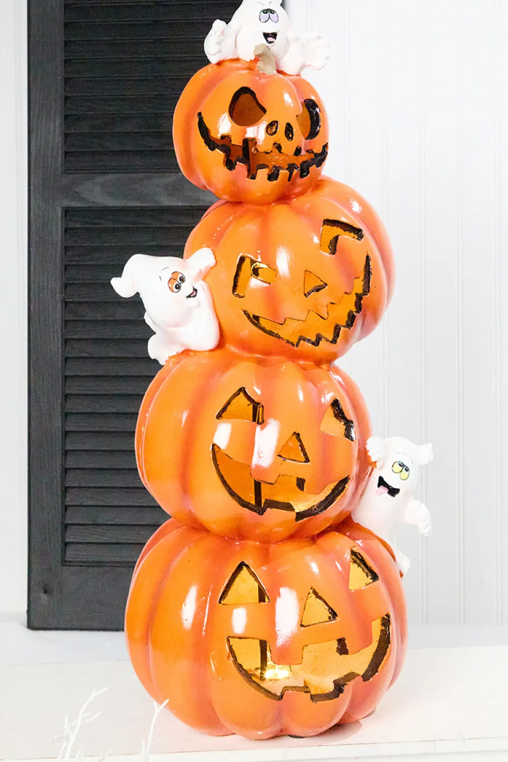 Decorator's Warehouse 28" LED Resin Pumpkin Stack with Ghost > Halloween|Halloween