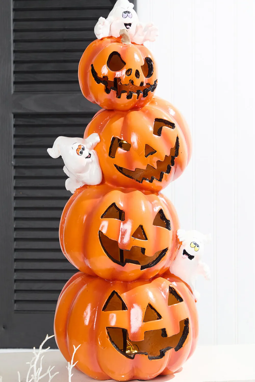 Decorator's Warehouse 28" LED Resin Pumpkin Stack with Ghost > Halloween|Halloween