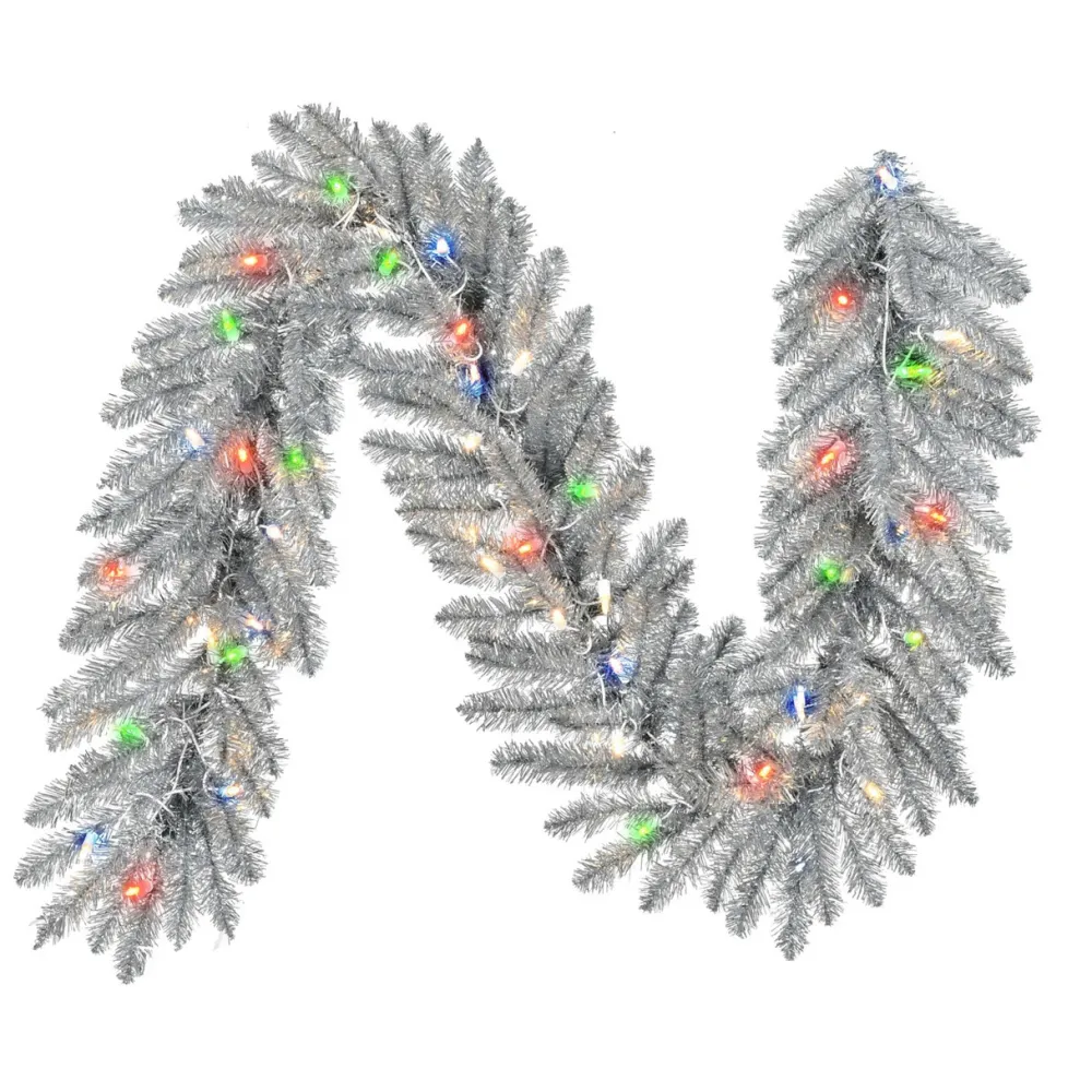 Decorator's Warehouse 6' LED Silverado Garland - Multi > Pre-Lit Garlands|Christmas Garlands