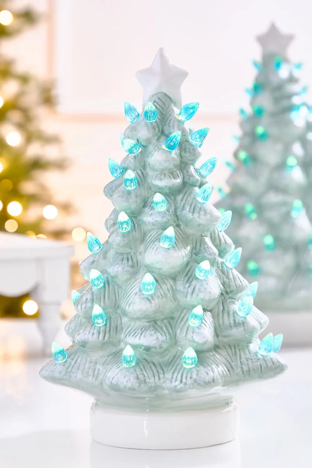 Decorator's Warehouse 11.5" Light Blue Ceramic LED Tree > Tabletop & Accent Trees|Retro Brites