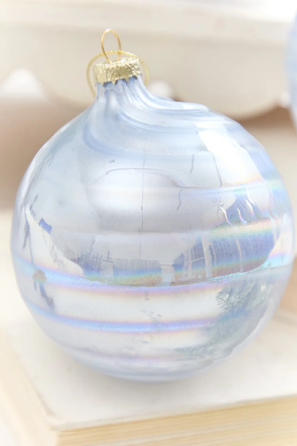 Decorator's Warehouse 4" - 7" Light Blue Iridescent Glass Ornament > Retro Brites|Christmas Decor