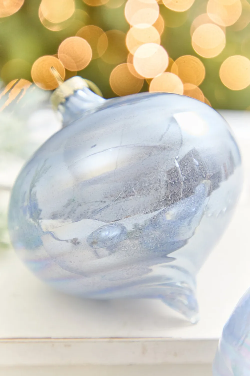Decorator's Warehouse 4" - 7" Light Blue Iridescent Glass Ornament > Retro Brites|Christmas Decor
