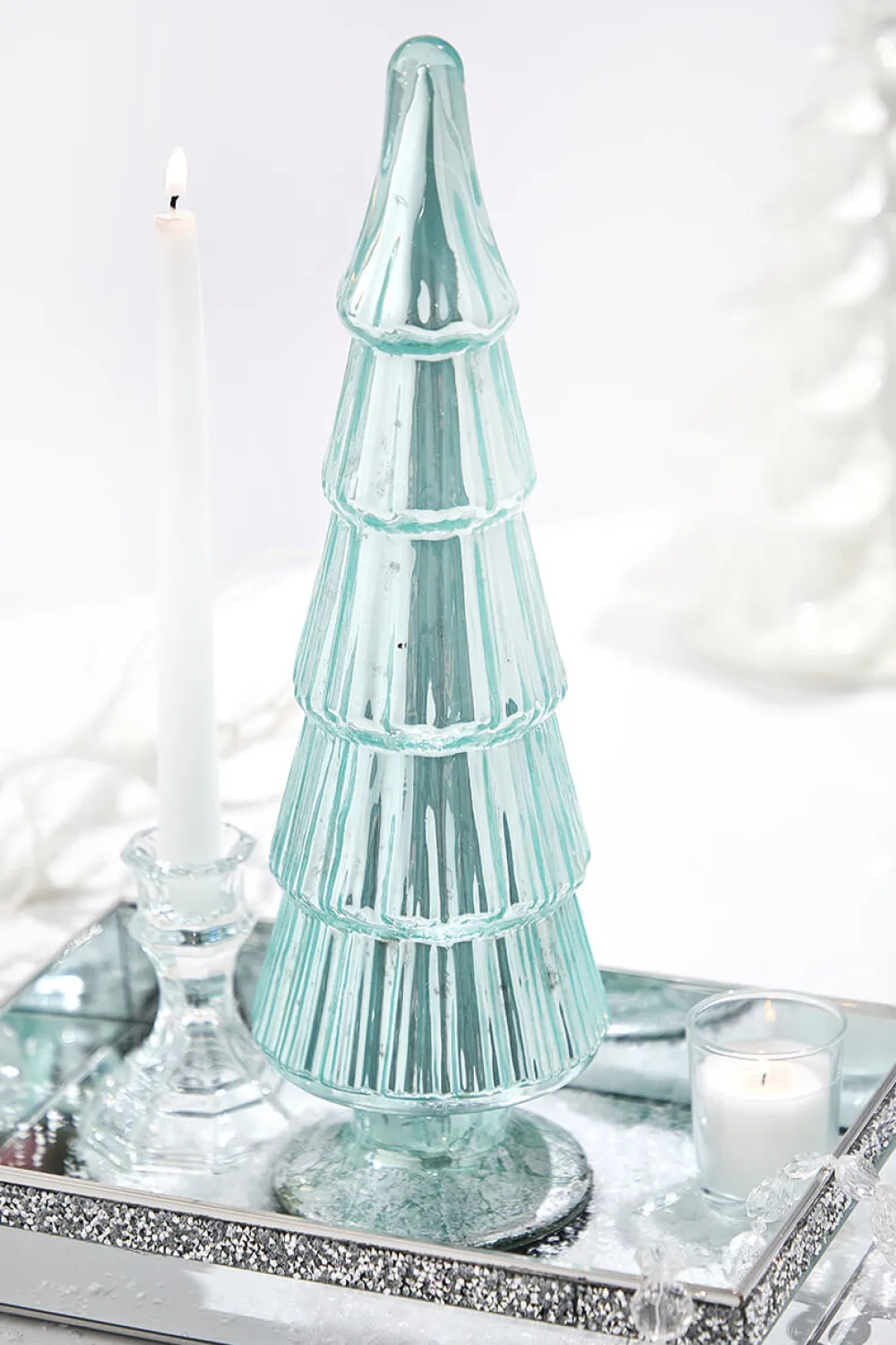 Decorator's Warehouse 15" Light Blue Mercury Glass Tabletop Tree > Tabletop & Accent Trees|Christmas Decor