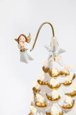 Decorator's Warehouse 10" Lighted Ceramic Christmas Tree With Rotating Angel > Vintage Christmas Lights|Tabletop & Accent Trees