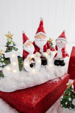 Decorator's Warehouse Lighted Holiday Resin Figure - Snowman on Right > Christmas Accents|Christmas Decor