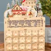 Decorator's Warehouse 14.1" Lighted Laser Cut Wood Holiday Village Advent Calendar > Winter Woodland|Christmas Accents