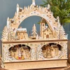 Decorator's Warehouse 14.75" Lighted Laser Cut Wood Village Scene with Moving Figurine and Candles > Winter Woodland|Sugar & Spice