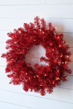 Decorator's Warehouse 20” Lighted Red Wreath > Christmas Decor|North Pole Party