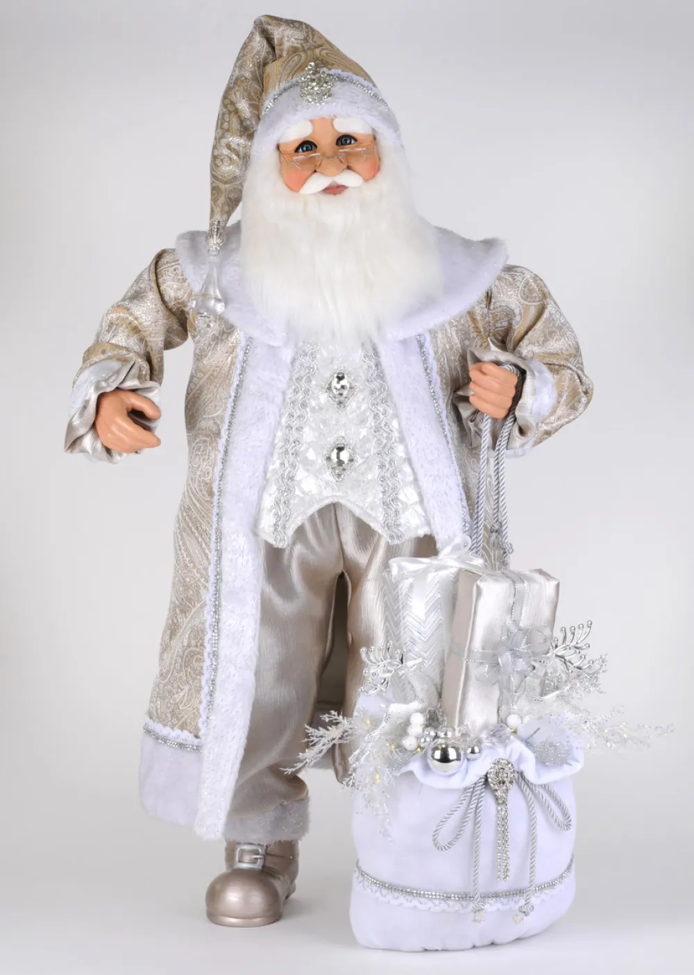Decorator's Warehouse Lighted White Elegance Santa > Karen Didion