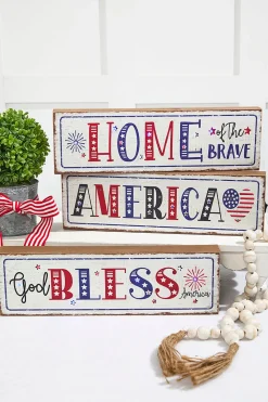 Decorator's Warehouse 15.75" Lighted Wood Americana Block > Patriotic Decor|Patriotic Decor