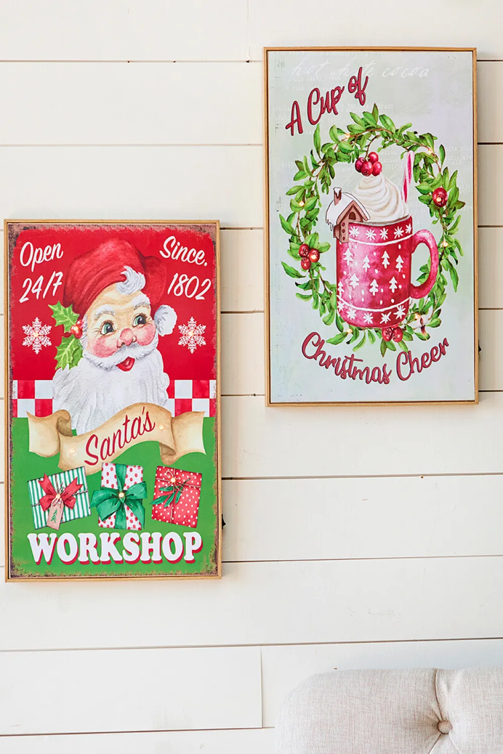 Decorator's Warehouse 19.6" Lighted Wood Holiday Design Wall Sign > Retro Brites|Farmhouse