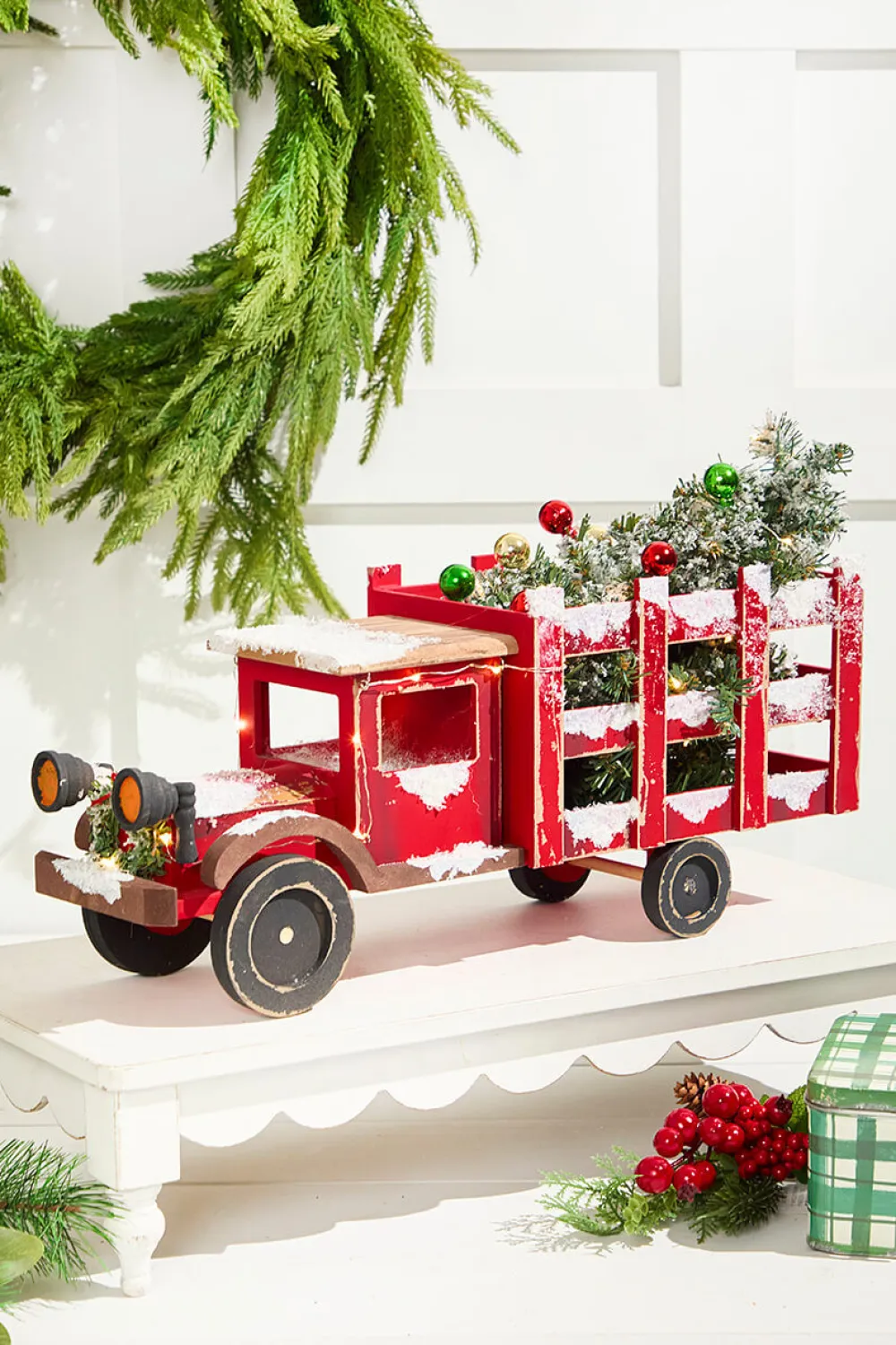 Decorator's Warehouse 21" Lighted Wood Holiday Truck With Tree > Best Sellers|Farmhouse