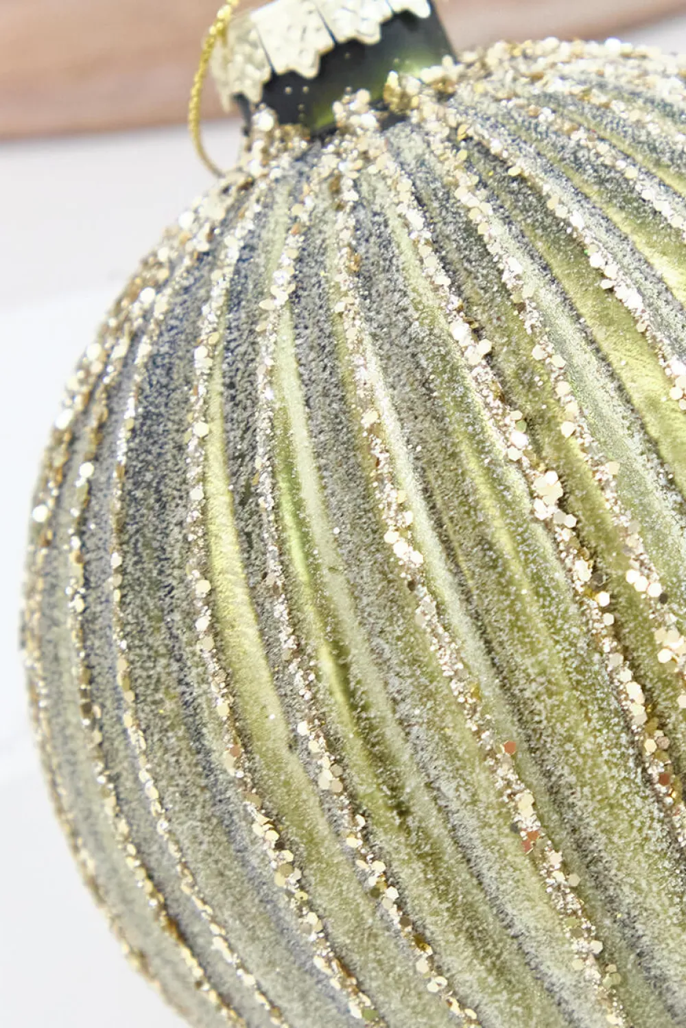 Decorator's Warehouse 4.25" - 6" Light Green Ribbed Glass Ornaments > Christmas Decor|2026 New Additions