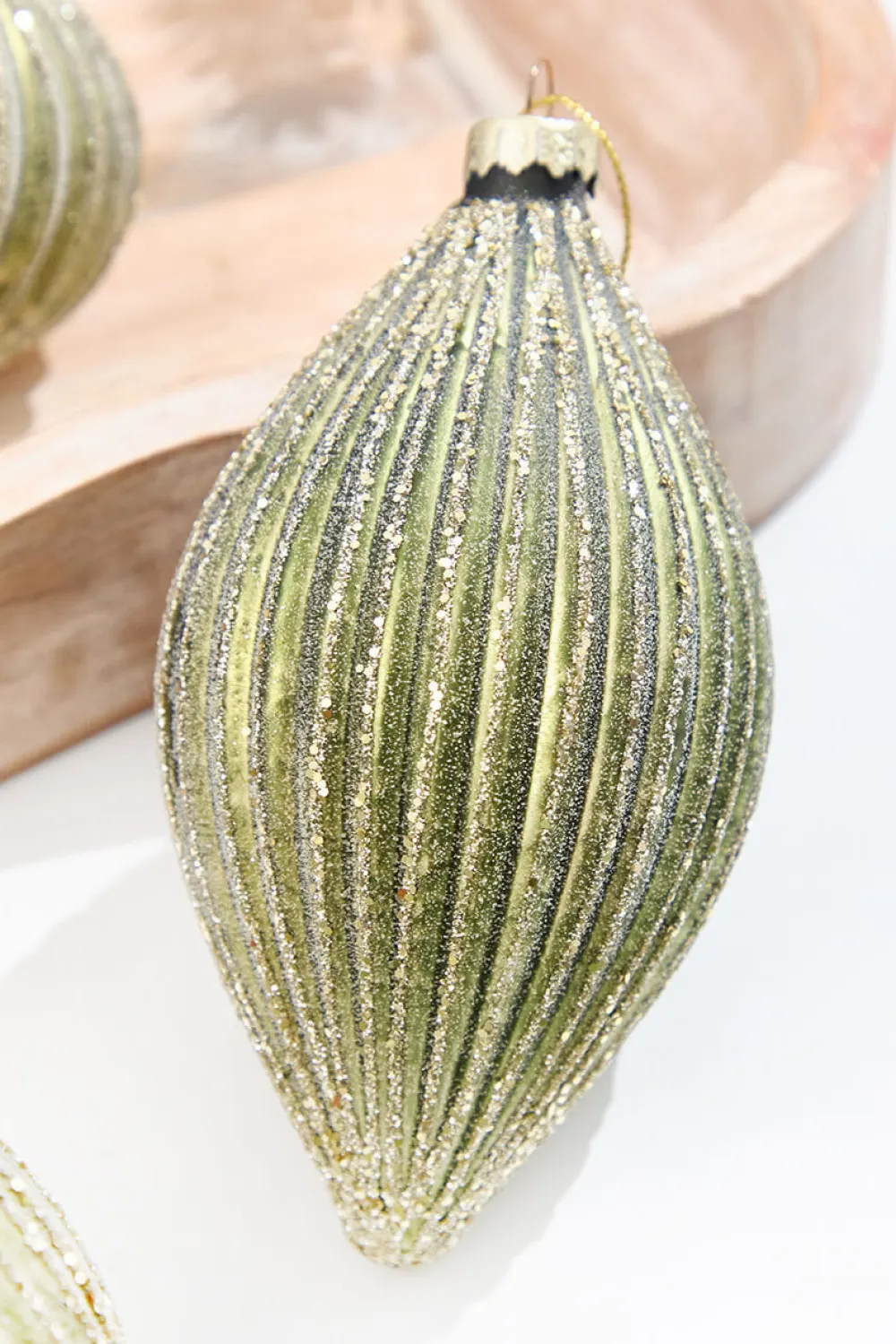 Decorator's Warehouse 4.25" - 6" Light Green Ribbed Glass Ornaments > Christmas Decor|2026 New Additions