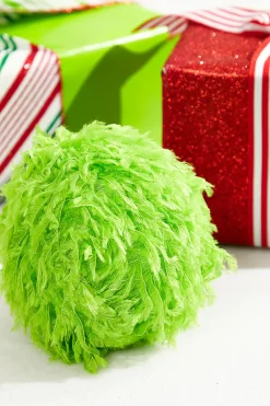 Decorator's Warehouse 4" Lime Green Furry Fabric Ball Ornament > Christmas Ornaments|Storyville
