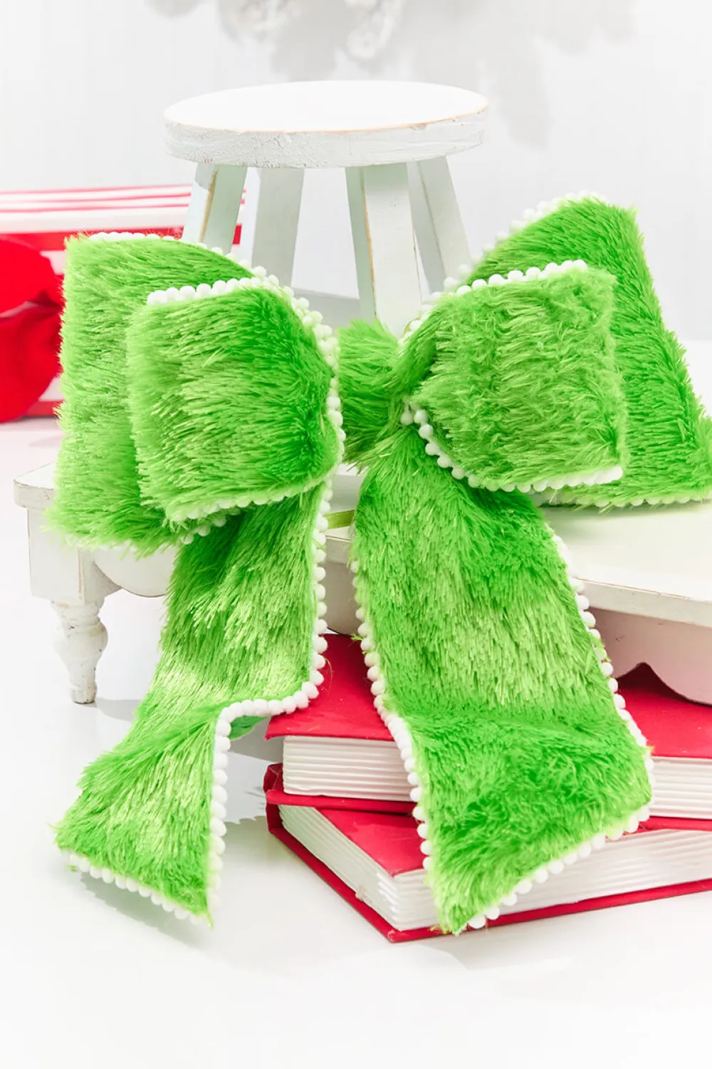 Decorator's Warehouse 12" Lime Green Furry Storyville Bow > Christmas Decor|Storyville