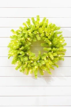 Decorator's Warehouse 30" Lime Green Wreath with LED Lights > Christmas Decor|Outdoor Lighting