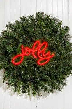 Decorator's Warehouse 14" Lit Neon Jolly Sign > Christmas Decor|Indoor Lighting