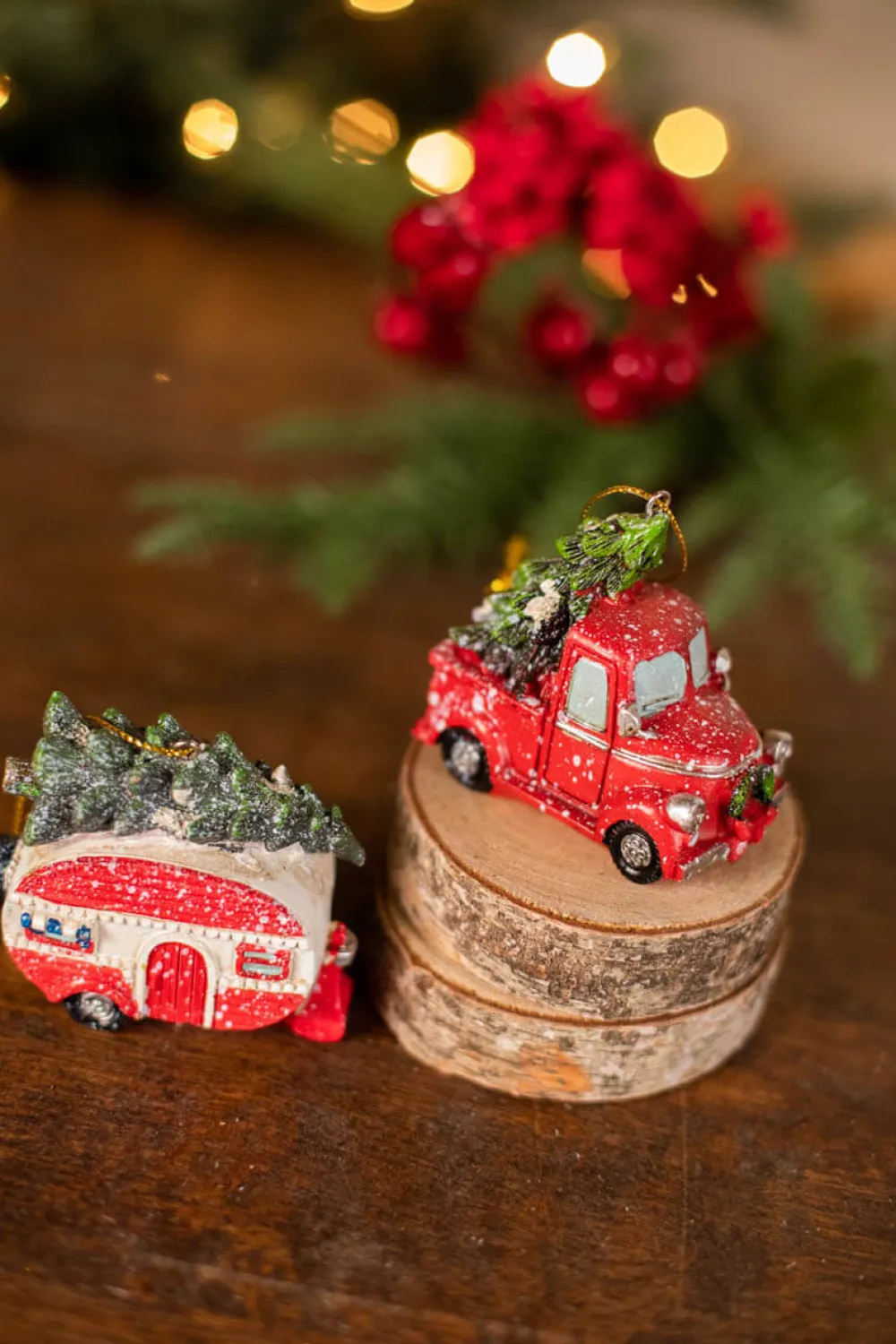 Decorator's Warehouse 3.7” L Resin Holiday Vehicle with Tree Ornament > Christmas Ornaments|Farmhouse