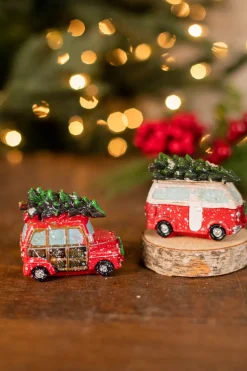Decorator's Warehouse 3.7” L Resin Holiday Vehicle with Tree Ornament > Christmas Ornaments|Farmhouse